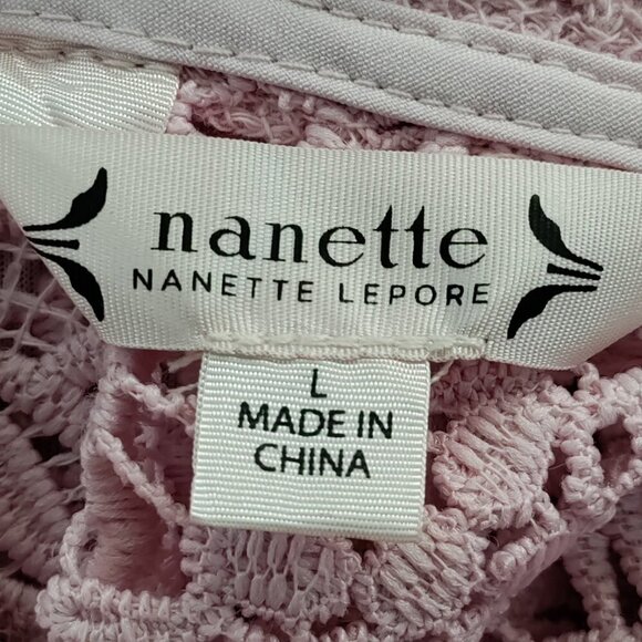 Nanette Lepore Embroid Lilac Floral Lace Top Large - Picture 3 of 3